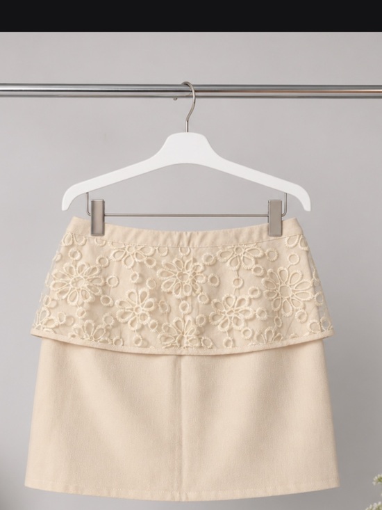 Sugarlips Dresses & Skirts - Sugarlips Embroidered Cream Mini Skirt